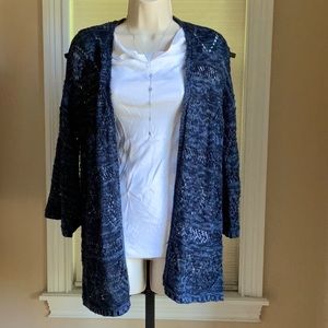 NEW!!! Stylish Blue Kimono Sleeve Flyaway Cardigan with 3/4 Sleeves